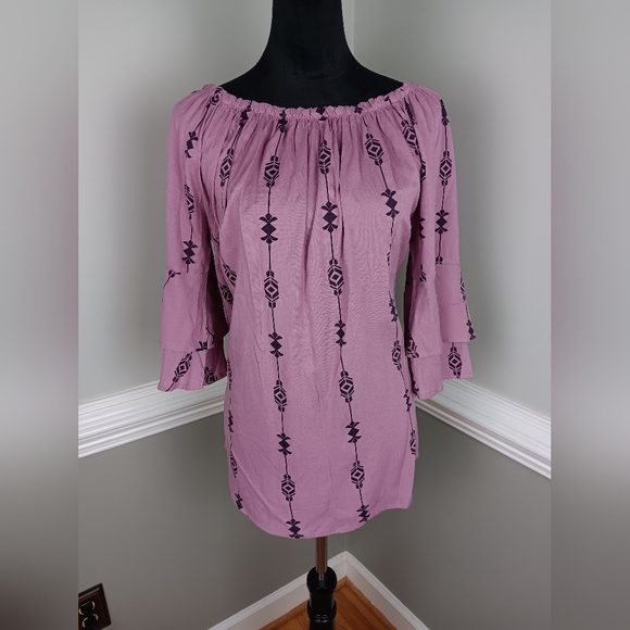 VENUS Tops - Venus mauve and black design, loose fitting blouse